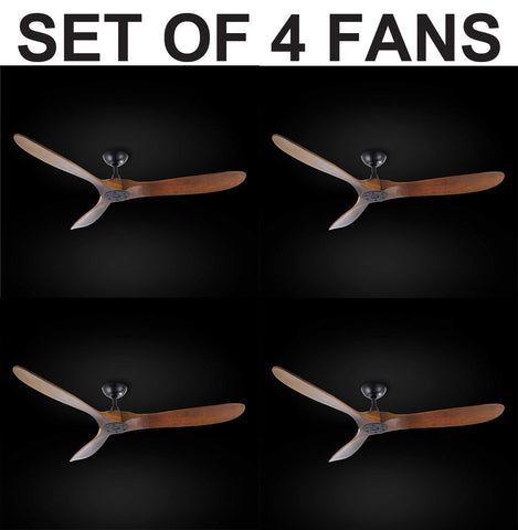 Set of 4 - Indoor/Outdoor Ceiling Fan - Vintage Rustic Propeller Wood Indoor/Outdoor Ceiling Fan - 60" Diameter - G7-18/15/4561-Set of 4