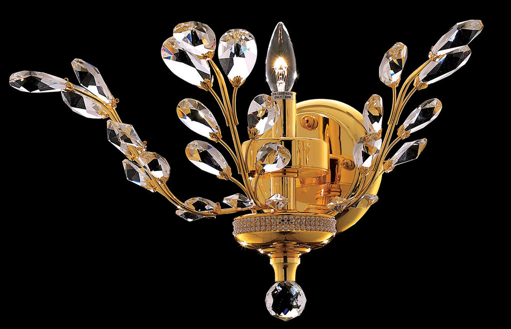 C121-2011W16G/EC - Regency Lighting: Orchid 1 light Gold Wall Sconce Clear Elegant Cut Crystal