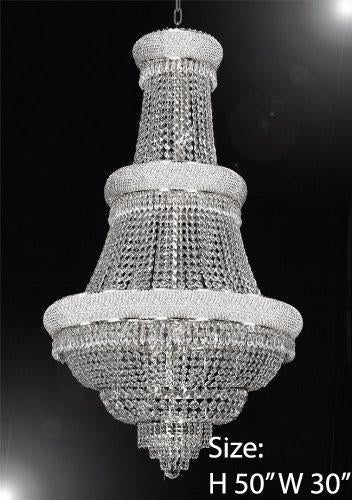 French Empire Crystal Chandelier Lighting H50" X W30" - Perfect For An Entryway Or Foyer - A500-Silver/448/21